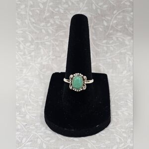 Sterling Silver Green Turquoise Gemstone Ring 7